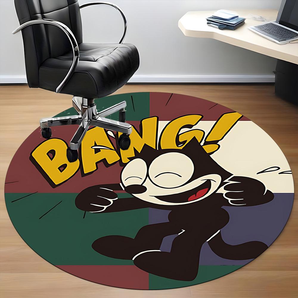 1pc Felix the Cat Office Round Area Rug, Under Office Chairs Bedroom Living Room Home Decor, Available in Various Sizes1