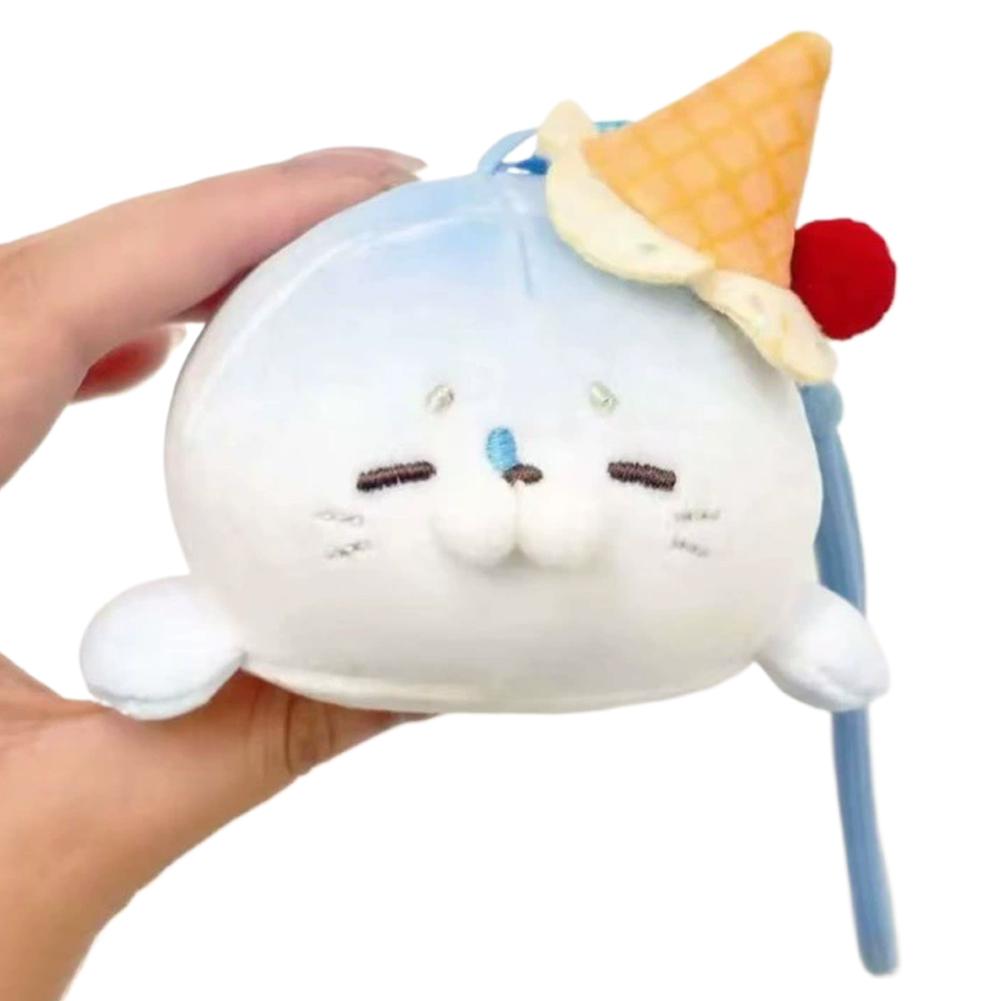 

Soft Ice Cream Seal Keychain Cute Sakura Sea Dog Pendant Plush Stuffed Doll Toast Seal Keyring Hanging Decoration