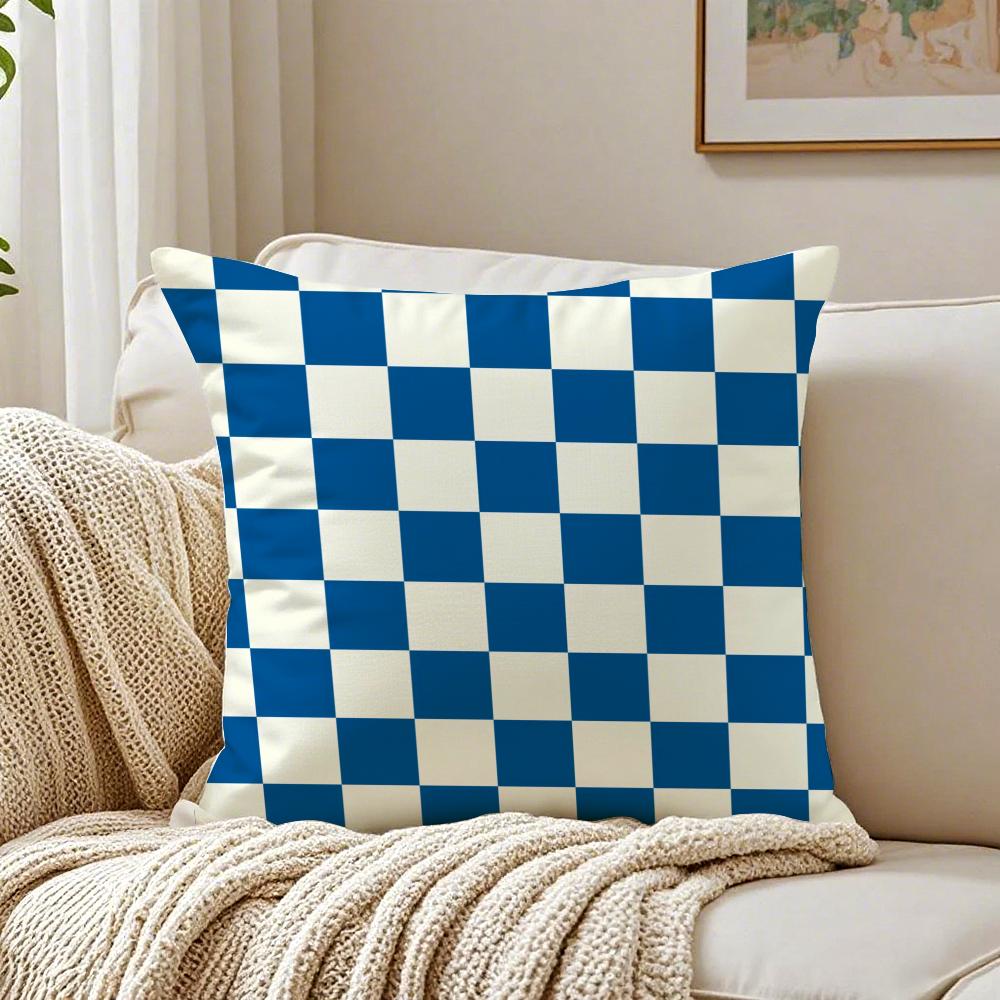 Fashion Checkerboard Plaid Classic Trendy Textile Cushion Cover Pillowcase Antidustmite Living Room Sofa Decor Cushion Room