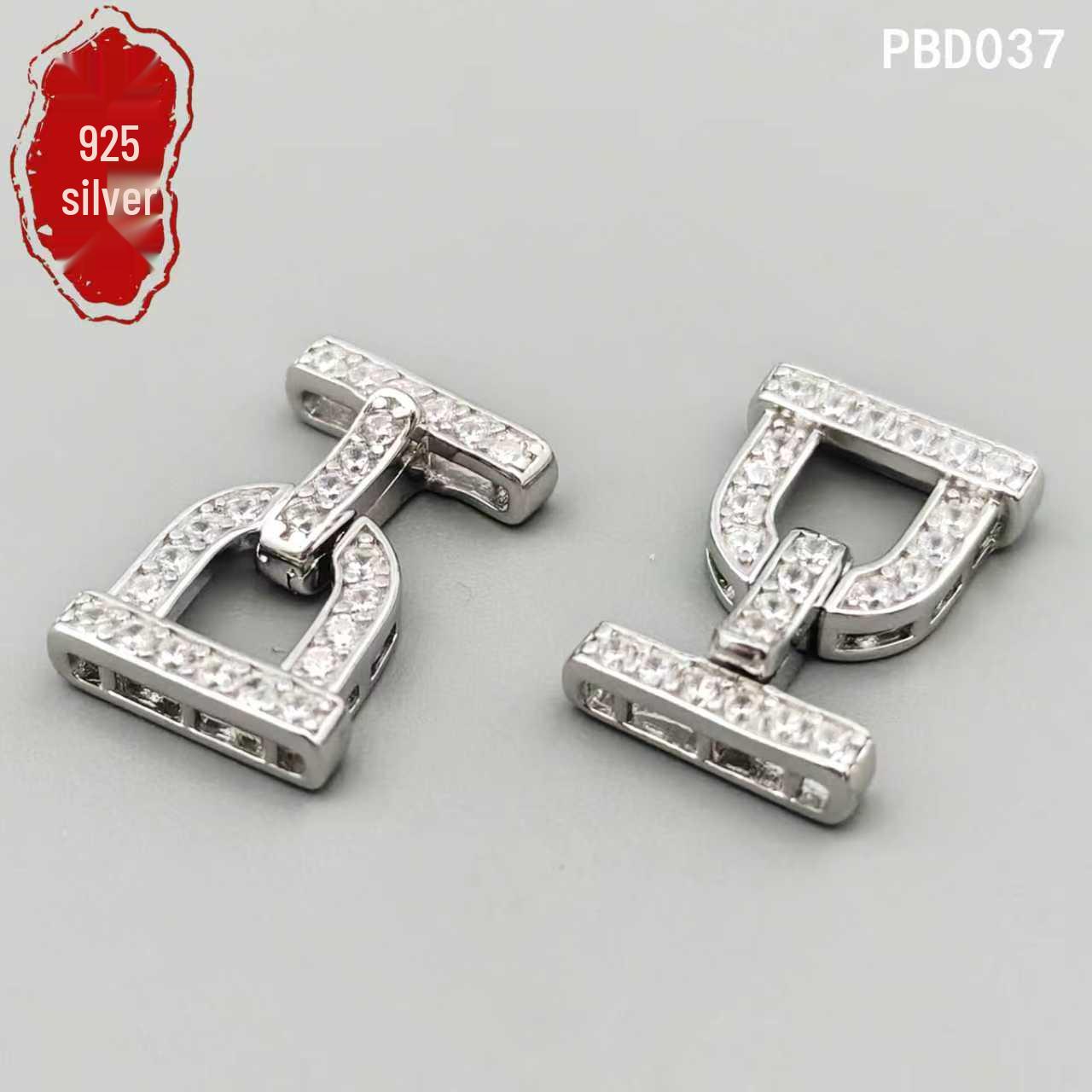 Handmade S925 Sterling Silver Rhinestone Inlaid OT Buckle Jewelry Connector