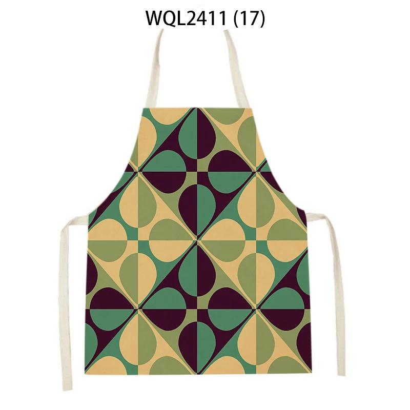 Geometry Stripe Triangles Pattern Kitchen Apron for Women Linen Bibs House Cleaning Pinafore Home Cooking Apron Accessories