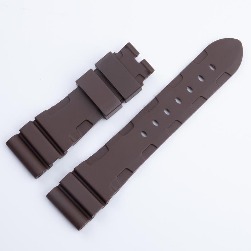 

22mm With 18mm Buckle Soft Nature Silicone Rubber Watchband Black Blue Gray Green Red For Panerai Strap Waterproof Wristband 22-18mm&Without Buckle коричневий