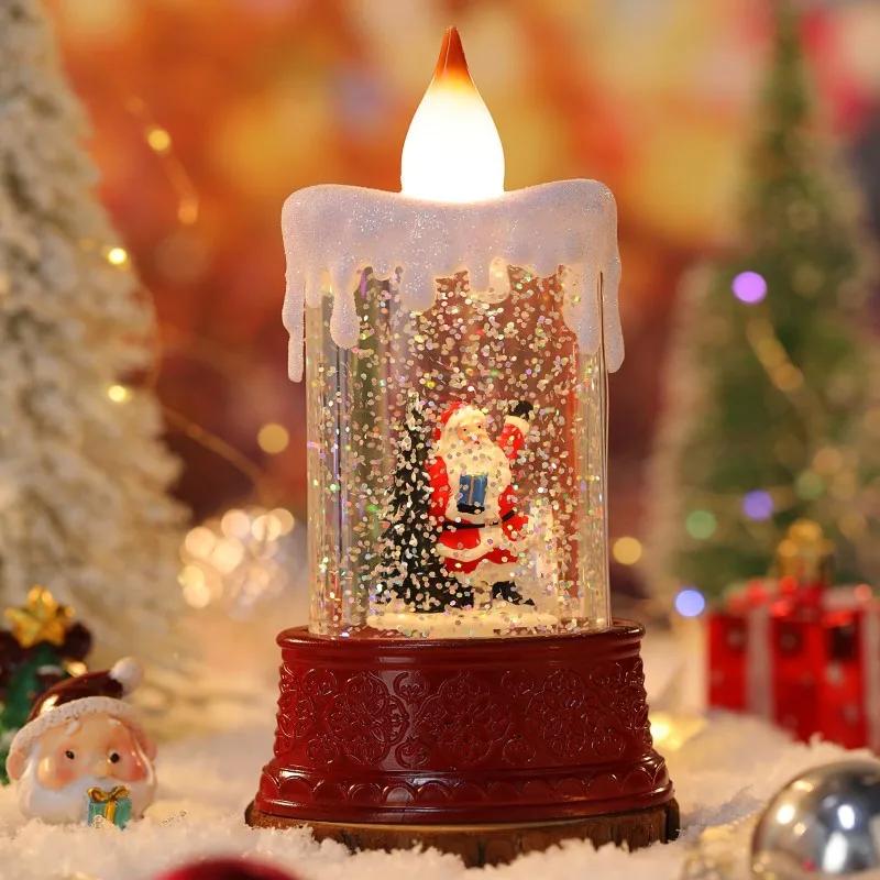 Christmas Luminous Candle Lights Creative Flowing Water Lights Desktop Ornaments Christmas Children's Gift Decorations