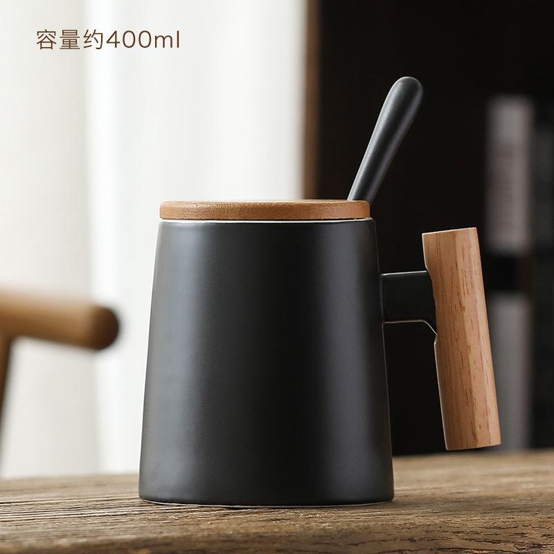Tea Separation Cup Wooden Handle Ceramic Cup Coffee Cup With Lid Spoon Gift Box