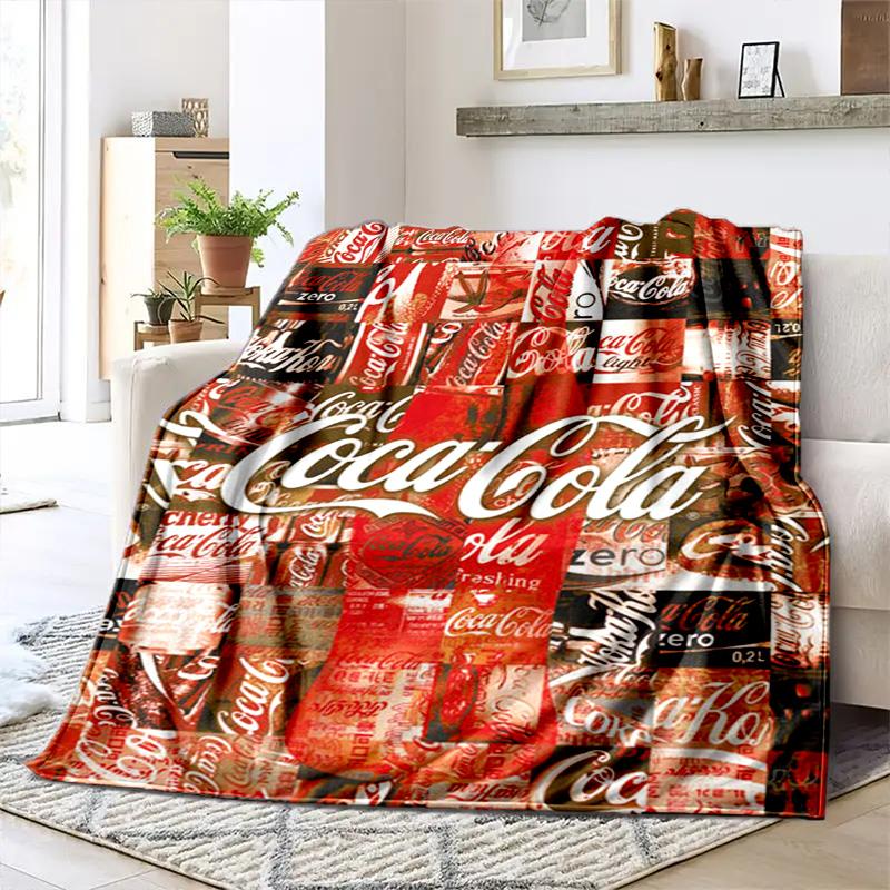 Christmas Gift Halloween Themed Cola Beverage Coca Cola Blanket Soft Home Furnishing Nap Decoration Four Seasons Warm Sherpa Blanket U24