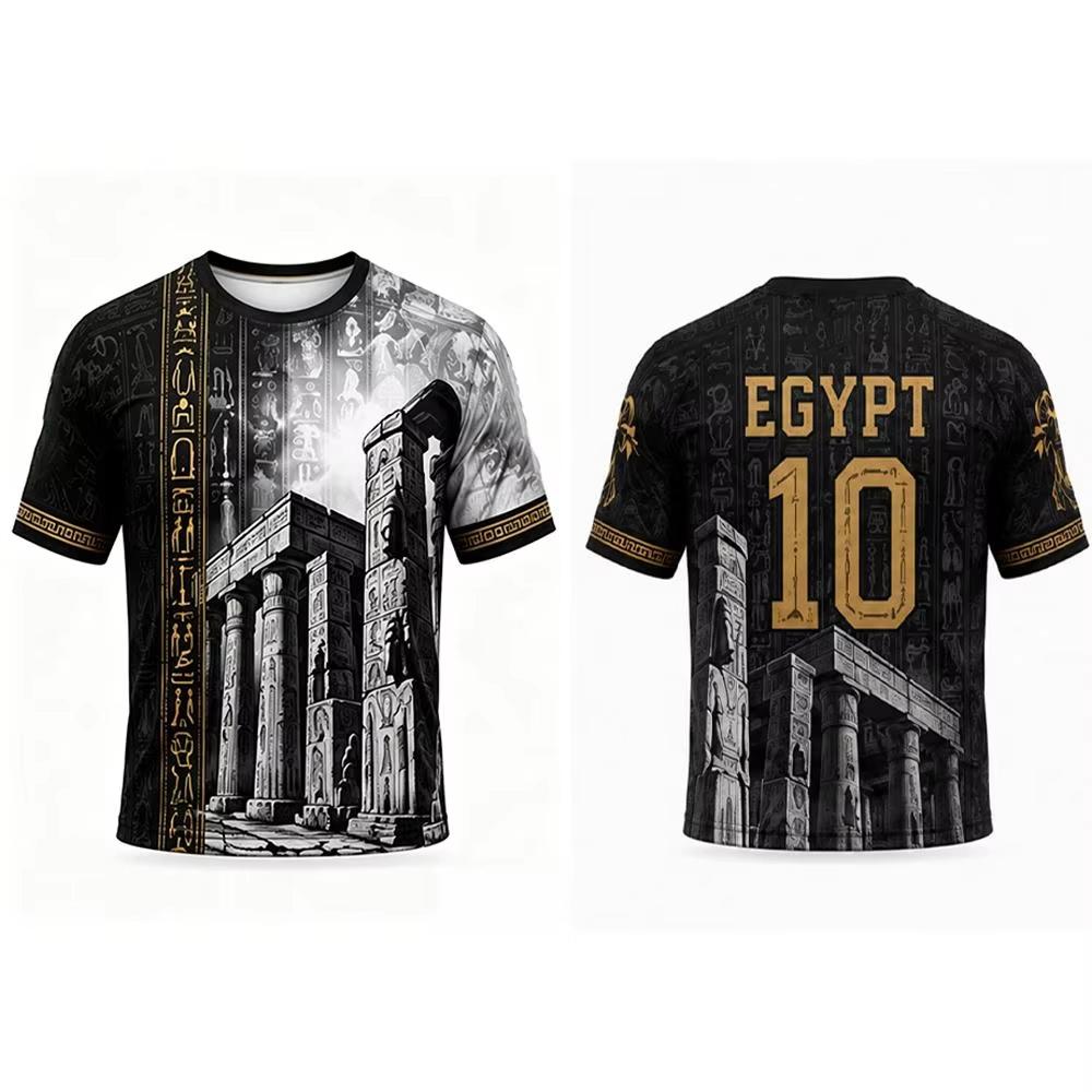 Men's Egypt Pyramid Pharaoh Graphic Short Sleeve Jersey Quick Dry Breathable Lightweight Football T-Shirt for Adult Fans