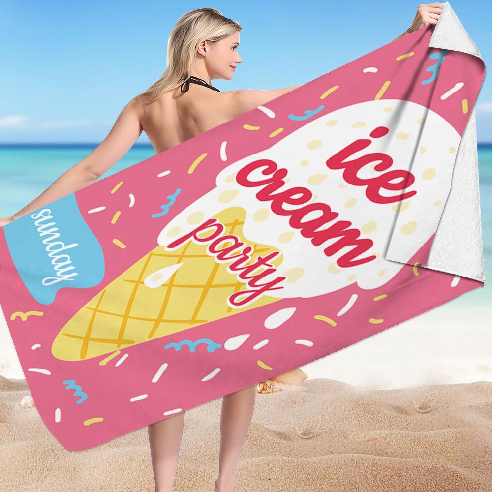 Summer Fruit Collection Digital-printed Polyester Superfine Fiber Double-sided Fleece Beach Vacation Bath Towel, Beach Towel