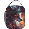 Feuerwolf Muster Lunchtasche Isoliert Klassisch Blume Kunstvoll Lunchtasche,Polyester Kühlertasche Handtasche