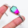 Bi-Color Tourmaline Gemstone 925 Sterling Silver Cuff Bangle Adjustable F4b78