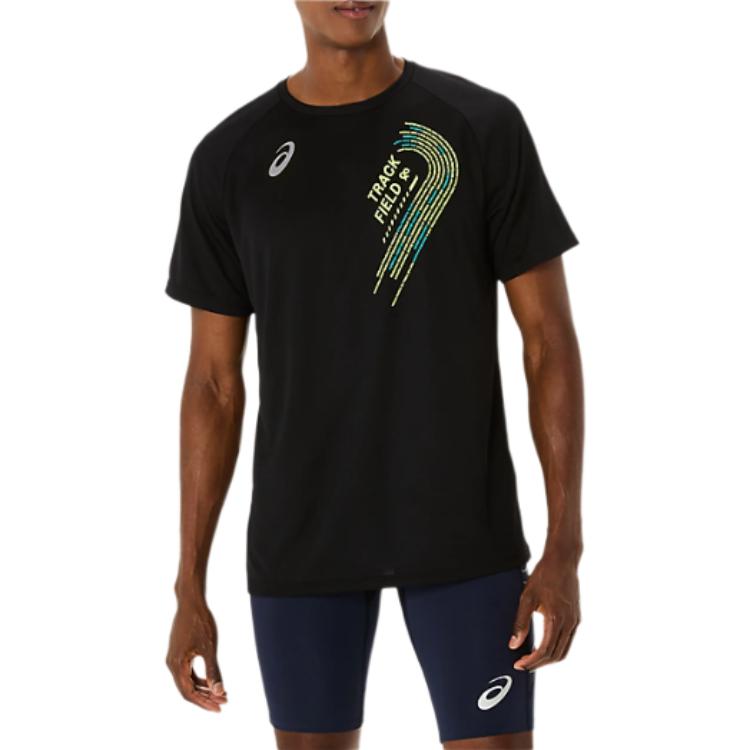 

Asics Short Sleeve Logo Pattern Crew Neck T-Shirt Men Tops Black 2091A749-001 XL