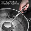 Heavy Duty Wire Brush Stainless Steel Pot Cleaning Brush, with Ergonomic Handle, Metal Mesh Kitchen Scrubbing for Pans Grill Dishes Replacement Head