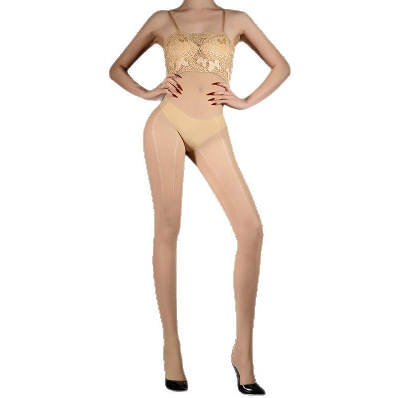 Sexy Women Cosplay Maid Lace Tights Oil Glossy Shiny Bodysuit Rompers 5D Thin Silky Tight Jumpsuit Shapping Leotard