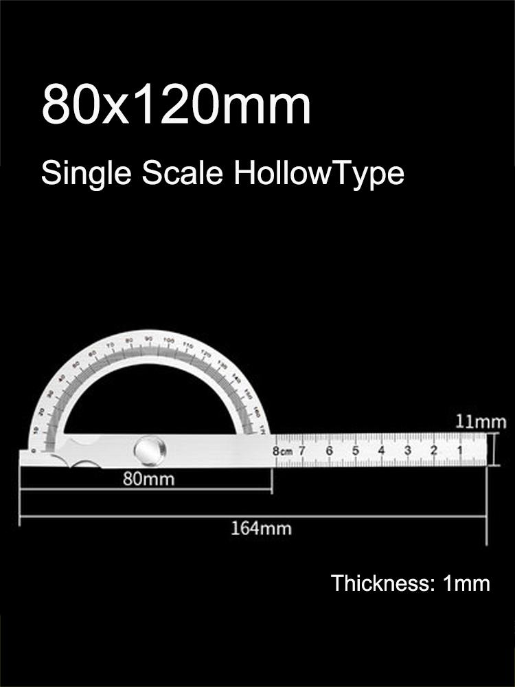 1 PC of 80x120mm 180° Stainless Steel Protractor Angle Finder Goniometer Angle Ruler Woodworking Tools Rotary Measuring Ruler