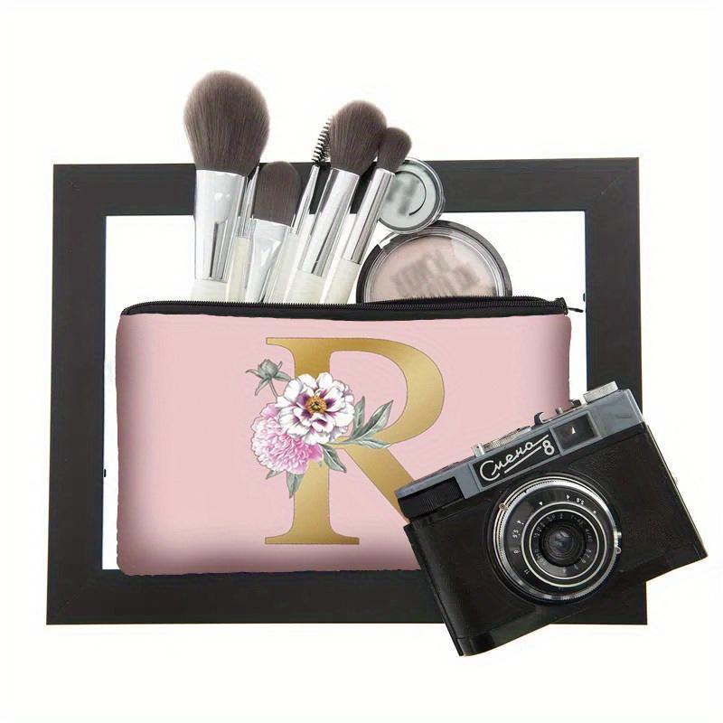 Flower  Letter Print Zipper Storage Bag  Lightweight Versatile Pouch Trendy Clutch Bag