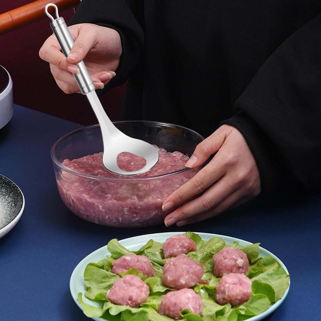 Meatball Scoop Stainless Steel Non-stick Mold Long Handle Holes Meatball Maker Shaper Mold For Dining Cooking Beef Chicken Pork