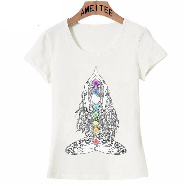 Yo Ga Girl Multi Arms Chakra Buddha Mandala Chakra Power Centers Zen T Shirt Summer