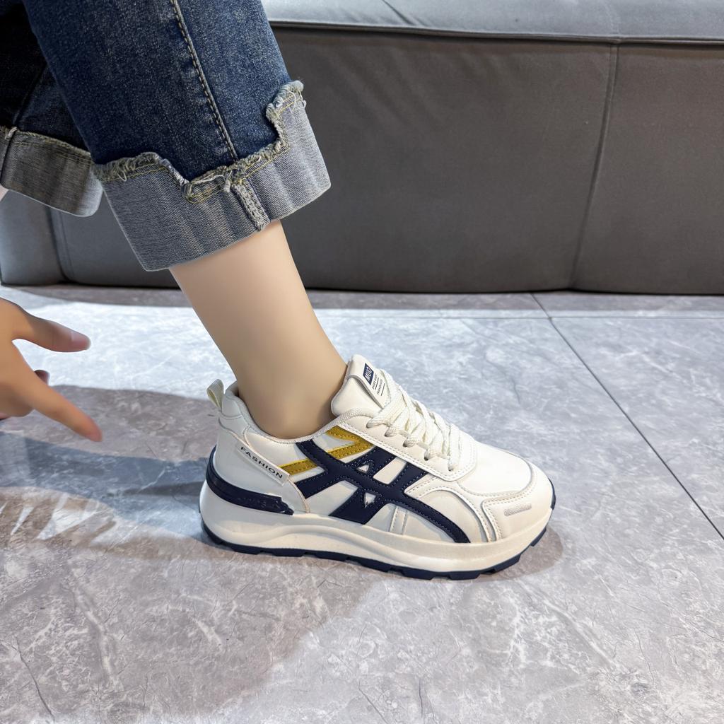 Leather platform Forrest Gump shoes women's 2025 autumn new fashionable versatile small height increase sports and leisure dad shoes