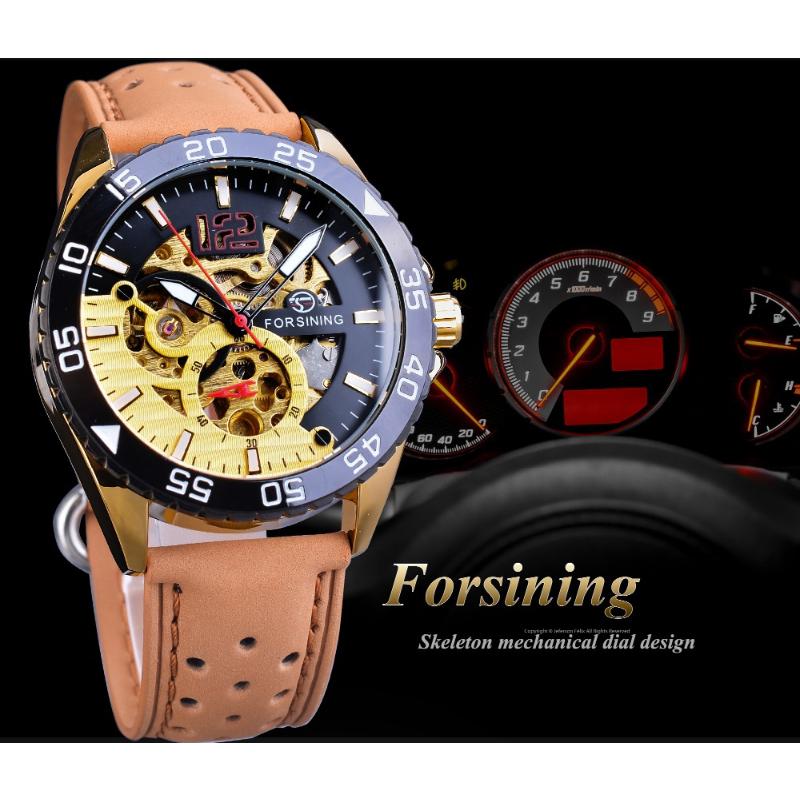 Forsining Men's Fashion Casual Hollow Waterproof Automatic Mechanical Watch