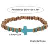 Kokosnussschale Holzchip Türkis Kreuz Armband Herren Hip Hop Handgefertigt Perlen Elastisches Holzarmband
