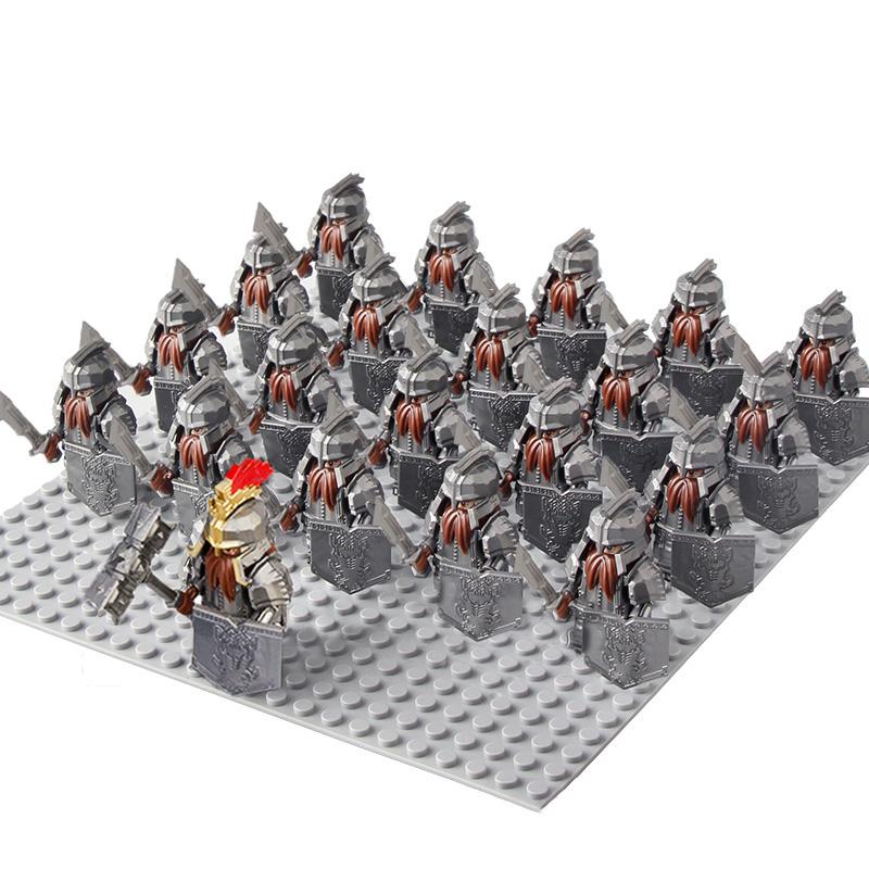 Ancient Rome Dwarf Warrior Elves Knight Rohan Eomer Haldir Urukhai Strong Orc Knight Spartacus Figures Building Block Kids Toy