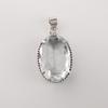 Crystal Quartz Gemstone Silver Pendant 1.75" , 925 Sterling Silver Handmade Jewelry, Women Wedding Pendant PP-63-5