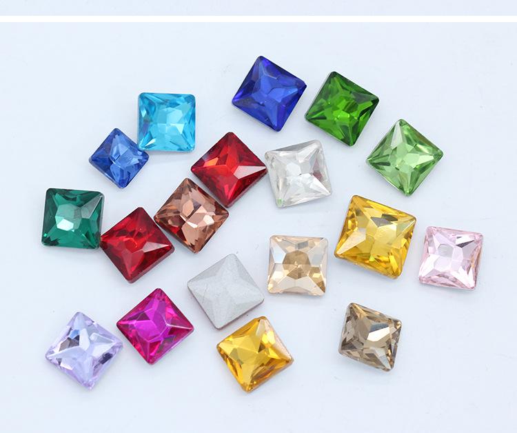 Multi-Colored Square Crystal Glass Gems – Decorative Artificial Stones for Clothing, Shoes, and Packaging