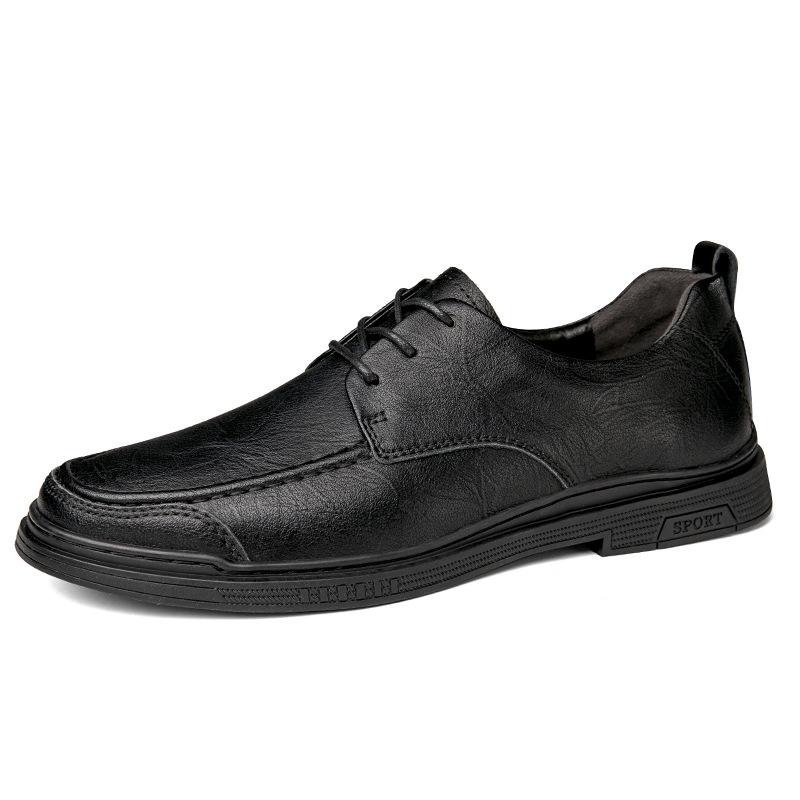 22 Men'S Shoes Casual Leather Shoes Spring And Summer Low-Top Lace-Up Cowhide Surface Hollow Ventilation Hole Casual Shoes Single Shoes