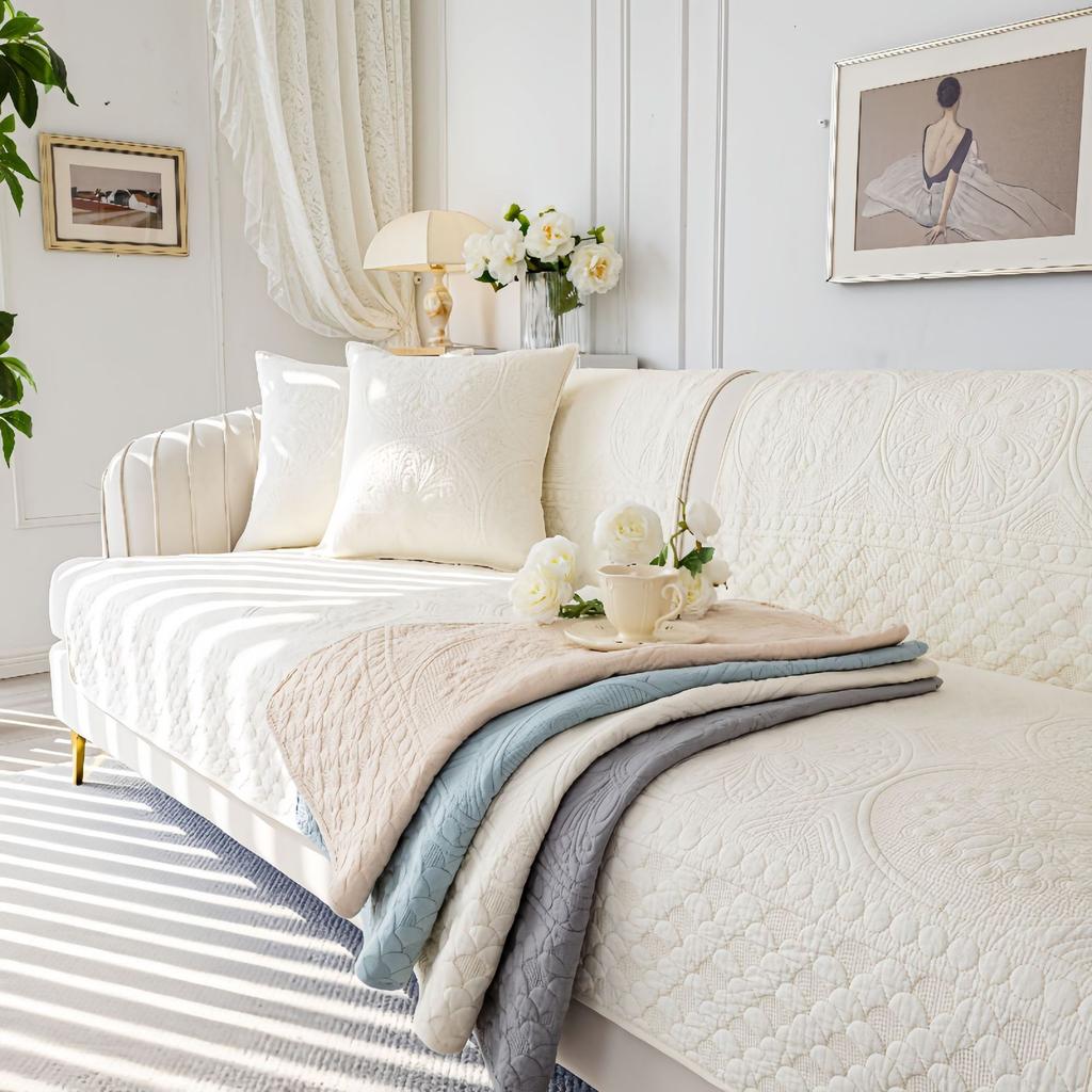 Washed Cotton Sofa Cushion Universal In All Seasons  New Seat Cushion Light Luxury High-End Non-Slip Leather Cover Fabric Cover