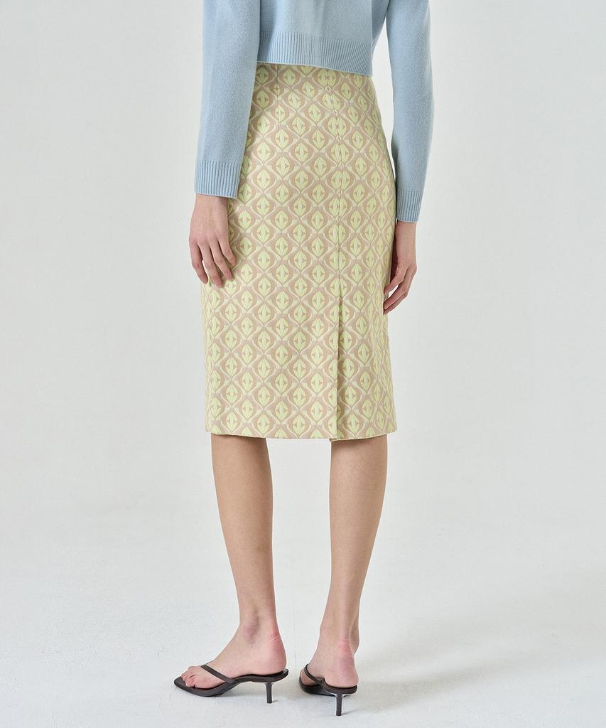Pilot Breco Jacquard Midi Skirt (Beige)