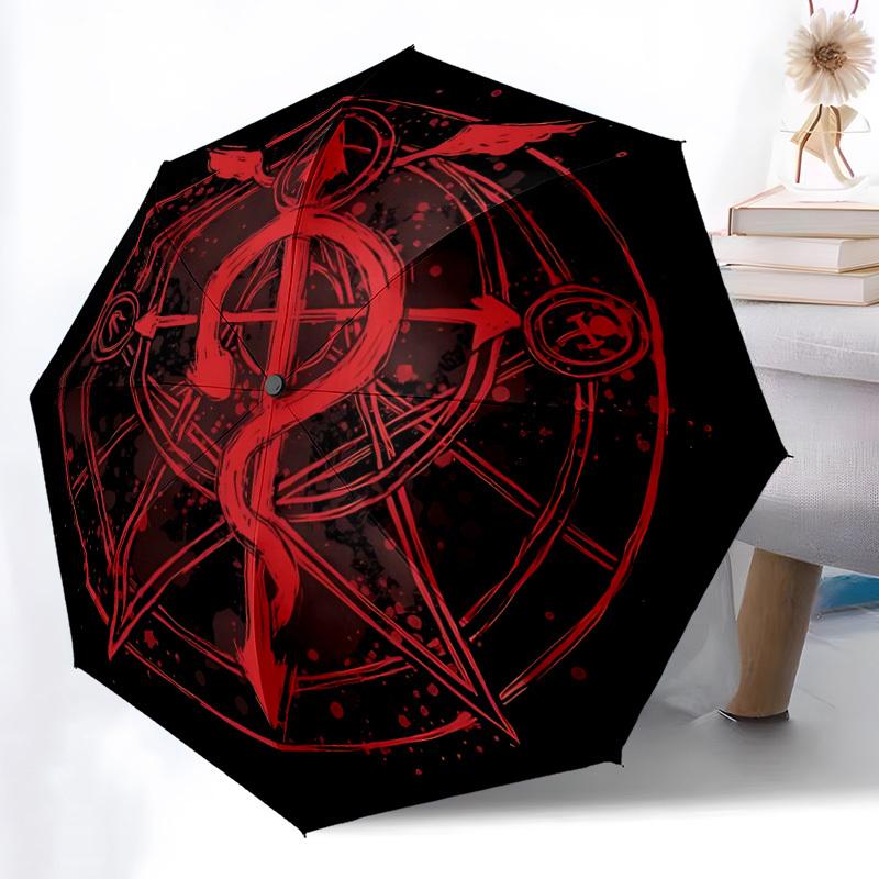 1pc Alchemy Symbol Automatic Open/close Folding Compact Umbrella, 8-Rib Sturdy Canopy, Lightweight Portable, Everyday Use, Gift, Outdoor Umbrella, Tra