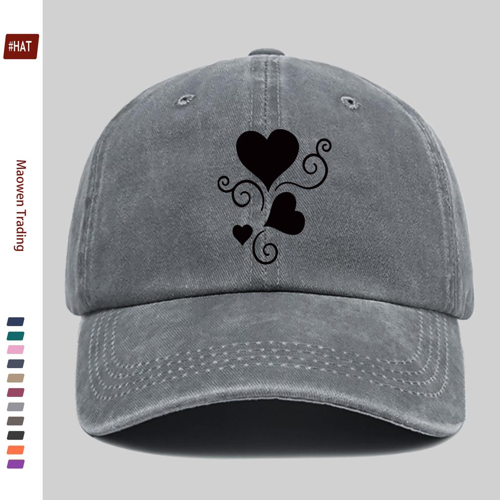 pc Adjustable Buckle Trucker Cap for Men  Women  Lightweight Vintage Washed Baseball Hat with Vine Heart Print Suitable for