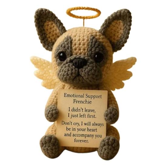 Memorial Positive Crocheted Puppy Emotional Support Angel Dog Handmade Positive Crochet Animal
