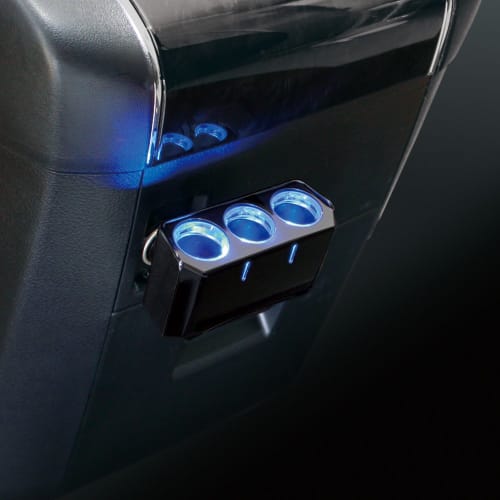 Tsuchiya Yac Car Interior Supplies Socket Distributor Ring Light Socket Triple Direction Black PZ-737