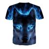 Unisex Vivid 3D Wolf Printed Short Sleeve T-shirt Round Neck Plus Size Tee Top