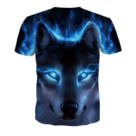 Unisex Vivid 3D Wolf Printed Short Sleeve T-shirt Round Neck Plus Size Tee Top