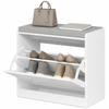 Shoe Rack Bench with Flip-Down Drawer, 60x30x52 cm, White