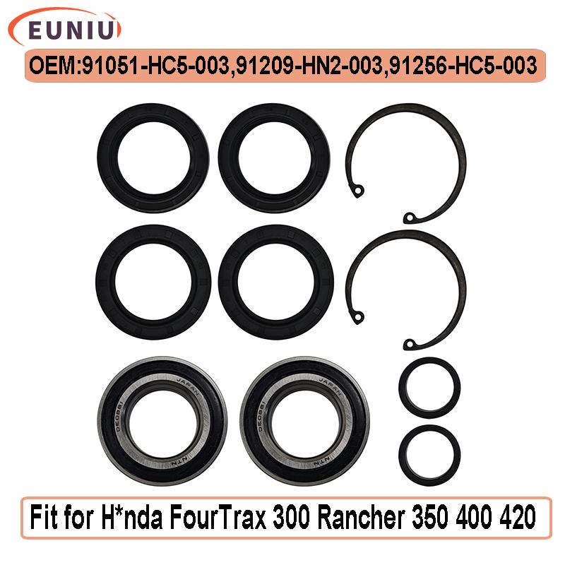Front Wheel Bearings Seals for H*nda FourTrax 300 Rancher 350 400 420 Only for 4x4 91051-HC5-003 91209-HN2-003 91256-HC5-003