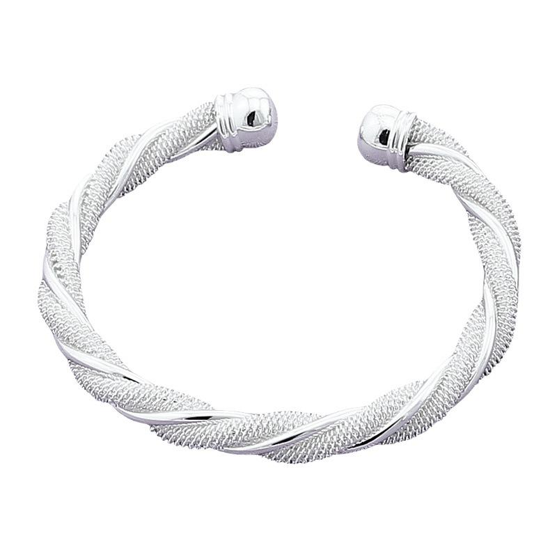 925 Sterling Silver Fashion Versatile Round Thread Twisted Edge Bracelet Birthday Party Anniversary Gift серебряный