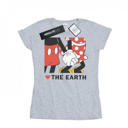 

Disney Womens/Ladies Mickey Mouse Heart The Earth Cotton T-Shirt XXL білий