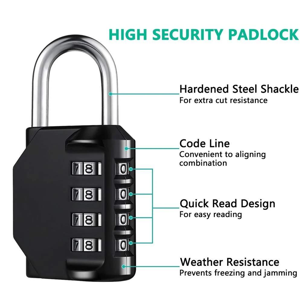 Resettable Padlock with Combination 4 Digit Suitcase Lock Safety Combination Lock  Outdoor