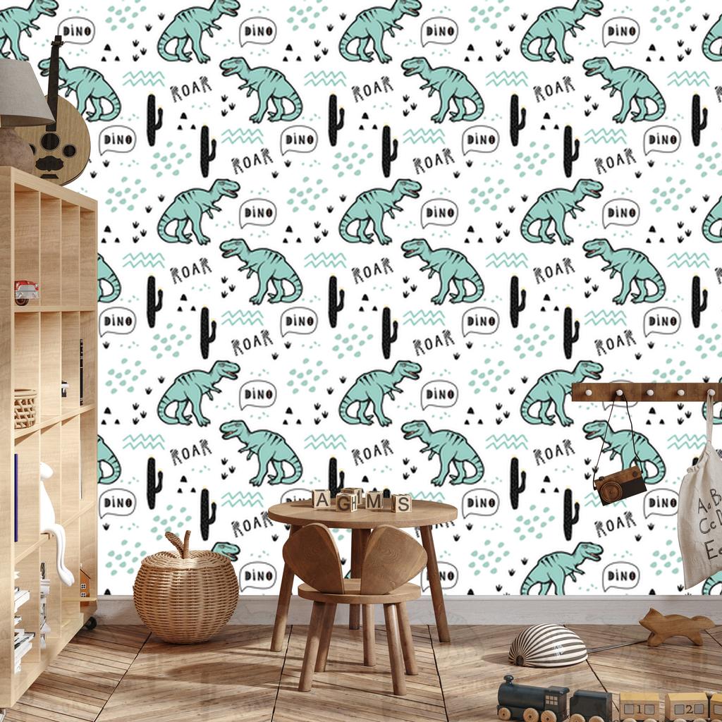 Dinosaurs and cacti wallpaper for living room and bedroom 50x1000