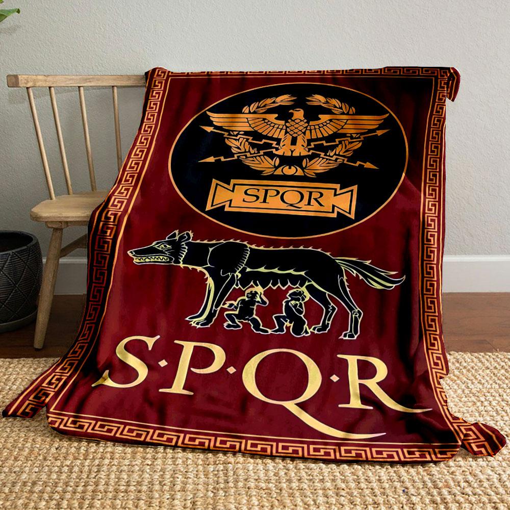 SPQR Roman Empire Themed Blanket with She-Wolf and Legion EagleBlanket for Livingroom Couch lunch break throw for Friend's festival Gift