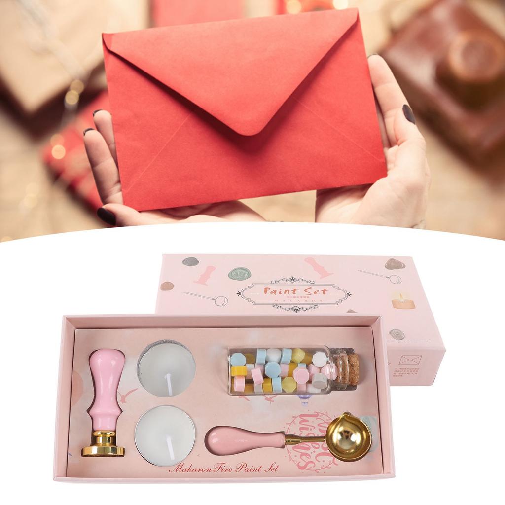 Wax Stamp Kit Retro Removable Handle Pattern Wax Stamp Sealing Kit for Envelope Invitation