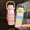 Large Capacity Thermos Cup with 316 Stainless Steel Inner Liner, Stylish Water Bottle for Girls, Children's Straw Cup, Portable for Students