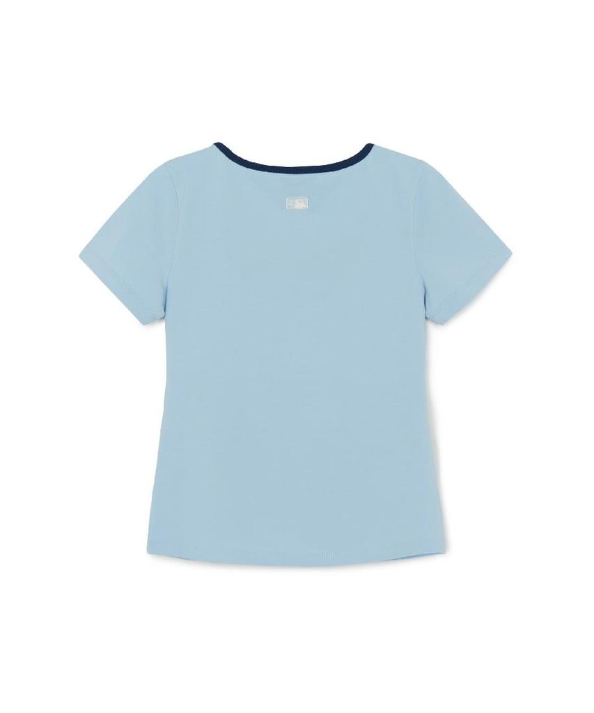 Emelbi Women'S Basic Square Neck Slim Fit Short Sleeve T-Shirt La (Mg. Blue)