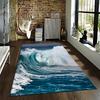 Ocean Wave Printed Carpet for Bedroom Decor, Blue Sea Pattern Rug Suitable for use as an anti-slip for living room bedroom sofas