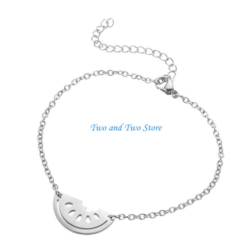 HX6F Fashionable Watermelon Charm Bracelet Stainless Steel Handchain Adjustable Length Wristchain Accessory for Women