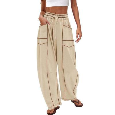 Stil coreean Toamnă Iarnă Stil Nou Pantaloni casual largi cu picior lat pentru femei Șnur Talie înaltă Versatili Confortabili Pantaloni de trening