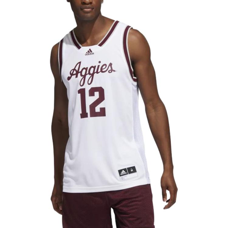 adidas Letter Print Sports Sleeveless Basketball Jersey Men Jersey White HG8876
