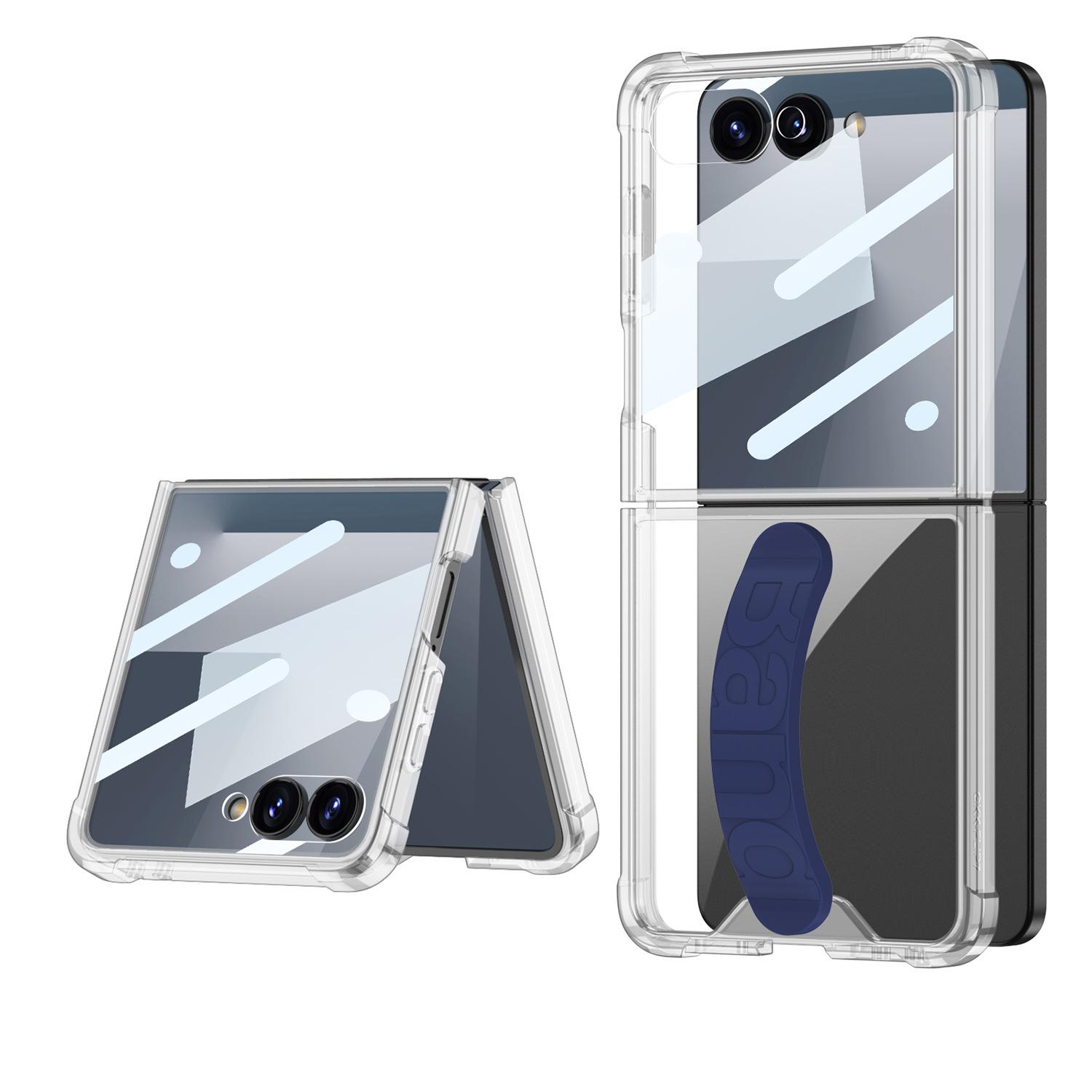 

Samsung ZFlip7 Mobile Phone Case Folding Screen Electroplated Phantom Full Inclusive Silicone Wristband Shell Film Protective Case Hard Case SM-Flip7